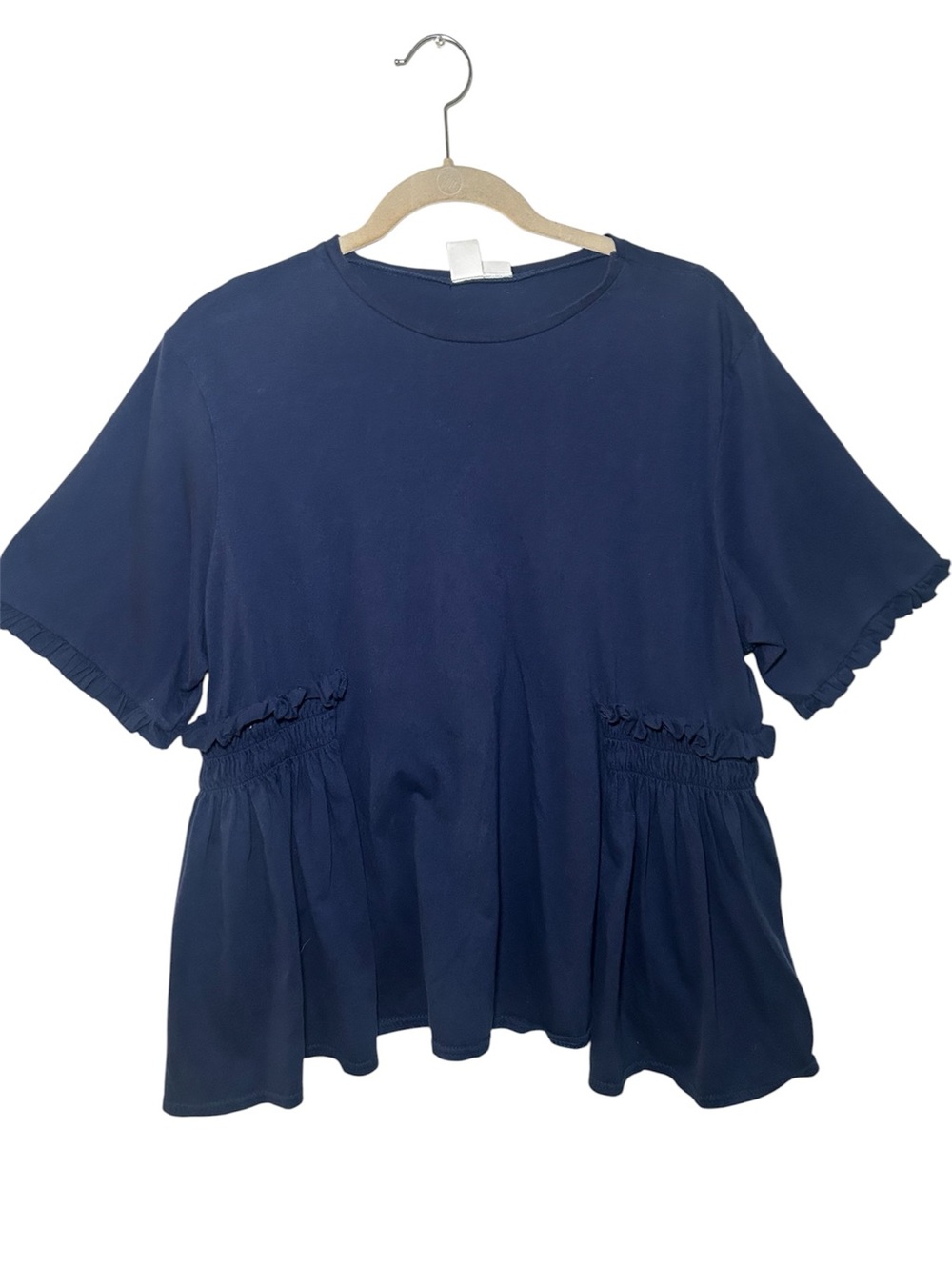 Lost Ink Classic Navy Ruffle Peplum Tee Women's Top Short Sleeve Plus Size 3XL